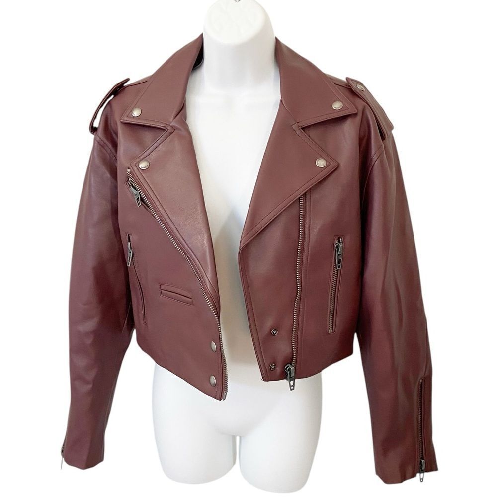 NWT Blank NYC Faux Leather Crop Moto Jacket size Small - Picture 2 of 12